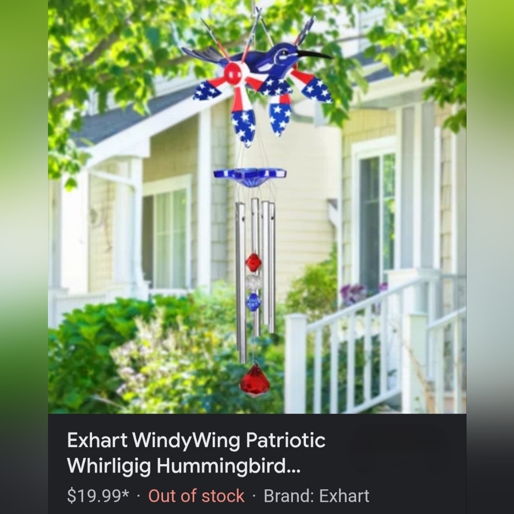 Patriotic Hummingbird Wind Chime - Picture 12 of 13
